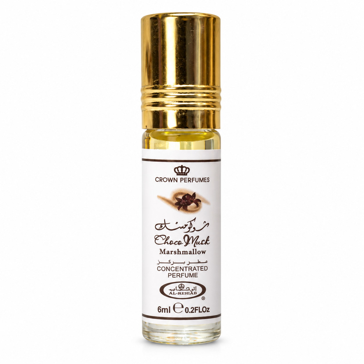 Al-Rehab Choco Musk Marshmallow – Parfymolja 6 ml – flaska på vit bakgrund